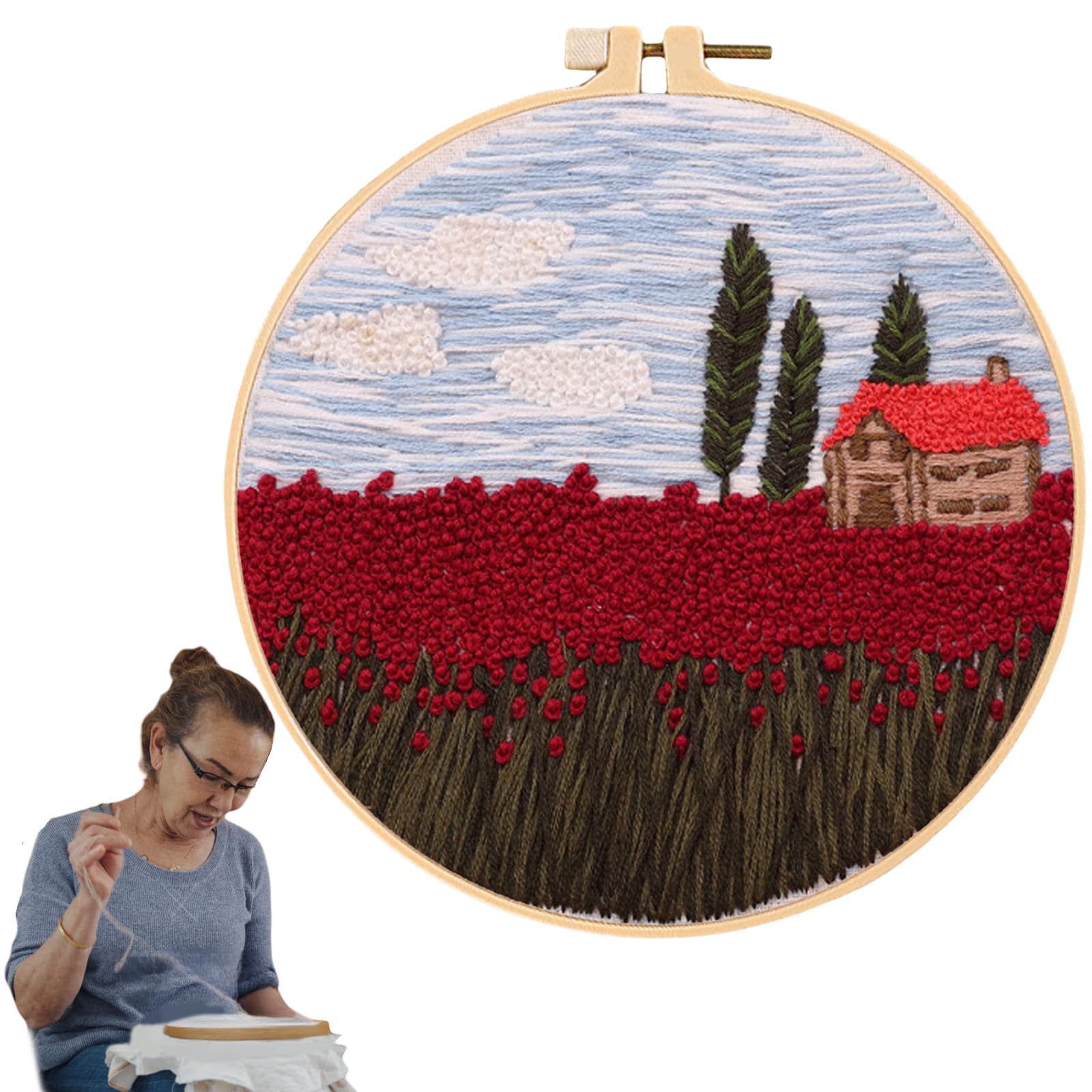 Traziewell Embroidery Kit for Beginners Adults Handmade Sewing DIY Stitch Art Craft Full Range of Stamped Cross Stitch Kits 0808