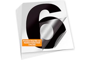 iSYFIX Black Vinyl Number 6 (Six) Stickers - 6 Pack 2 inch Self Adhesive - Premium Decal Die Cut & Pre-Spaced for Mailbox, Signs, Door, Cars, Trucks, Home, Business, Address Number, Indoor & Outdoor