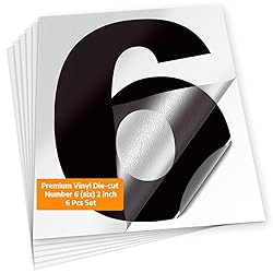 iSYFIX Black Vinyl Number 6 (Six) Stickers - 6 Pack