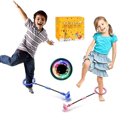 Cosmoplex Pack Skip Ball for Kids, Foldable Colorful Flashing Wheel Ankle  Skip it Swing Ball, Indoor Outdoor Fitness Game Toys, Gift for 10 