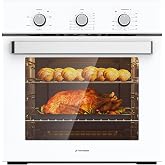 ThermoMate 24" Electric Wall Oven, ETL Certified, 2.8 Cu.ft. Electric Wall Oven with Anti-Mistouch Knobs, Built-in Ovens with 5 Cooking Functions, White