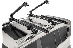 CRINDAR Ski & Snowboard Rack for Car Roof, 27.5'' Loading Width Fits 6 Pairs of Skis or 4 Snowboards, Aluminum Roof Rack with Lock & Rubber Padding
