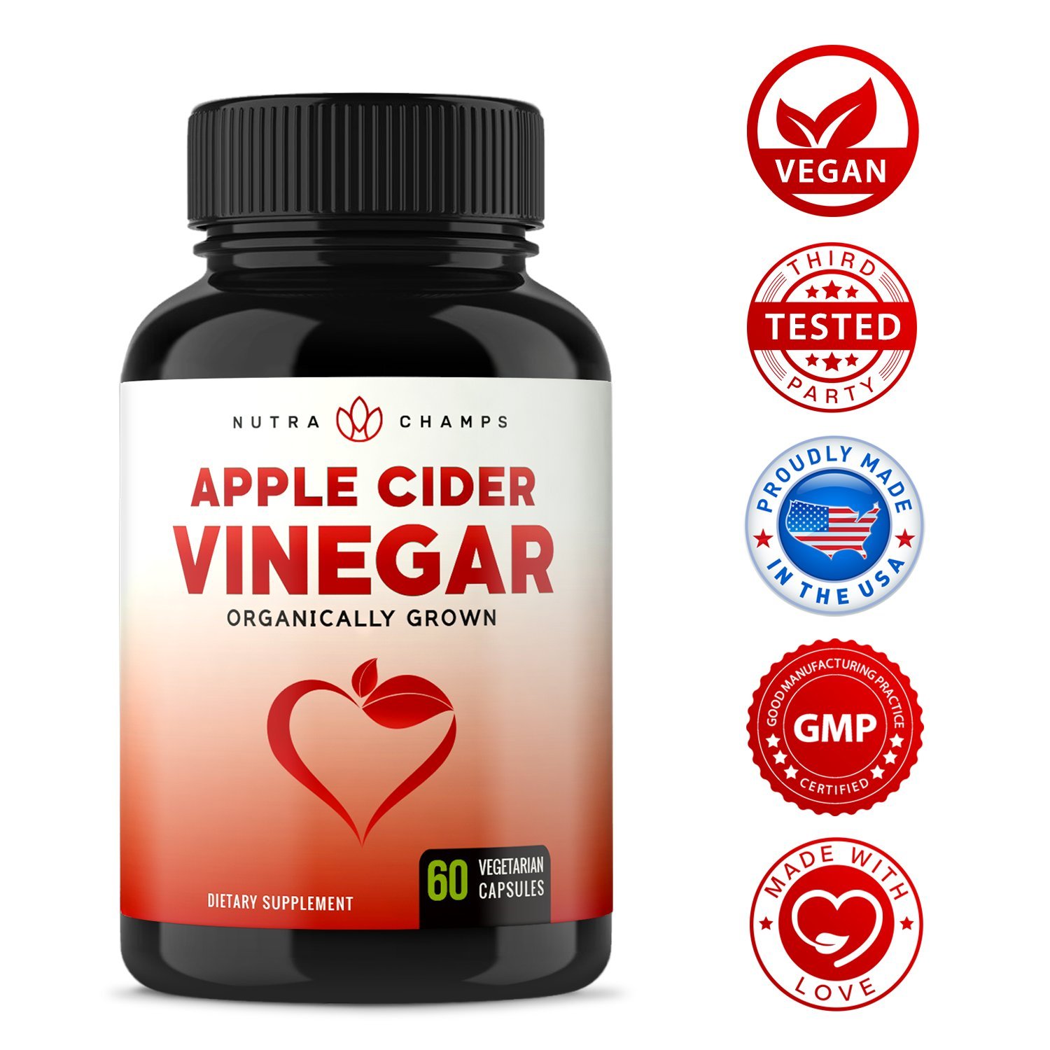 Organic Apple Cider Vinegar Capsules 1000mg Natural Cider Supplement