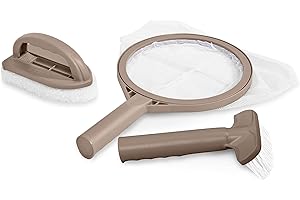 Intex PureSpa Hot Tub and Spa Maintenance Accessory Kit with Curved Brush, Mesh Net Skimmer, and Scrubber for Inflatable PureSpa Home Hot Tubs