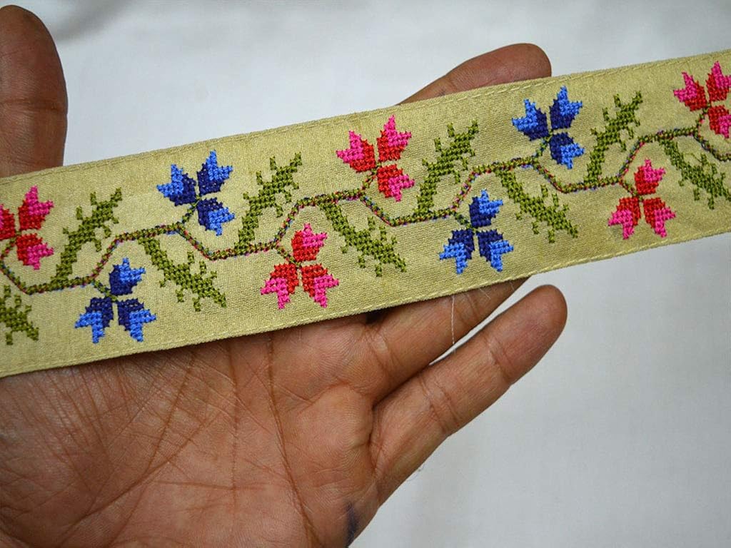 Wholesale 1.7" Fabric trims and embellishments Decorative Indian Sari