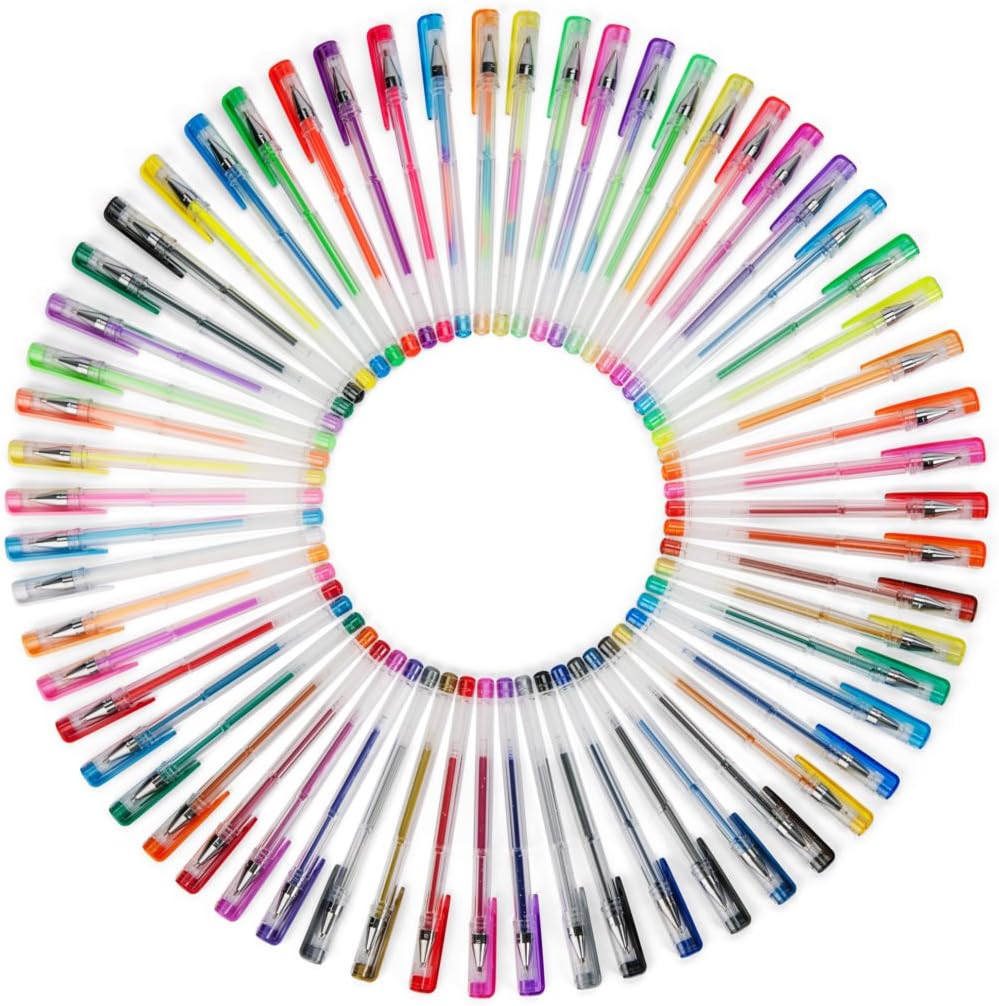 Newdoer 60 Pack Gel Pens,Fine Ink Ballpoint Pens, Smooth, Anti Skip,Multi-Colour,the Most Professional Gel Pens Set for Artists, Comics, illustration, interior designer,Student,Art lovers and Adult Colouring,with 0.8mm - 1.0mm Tip Range