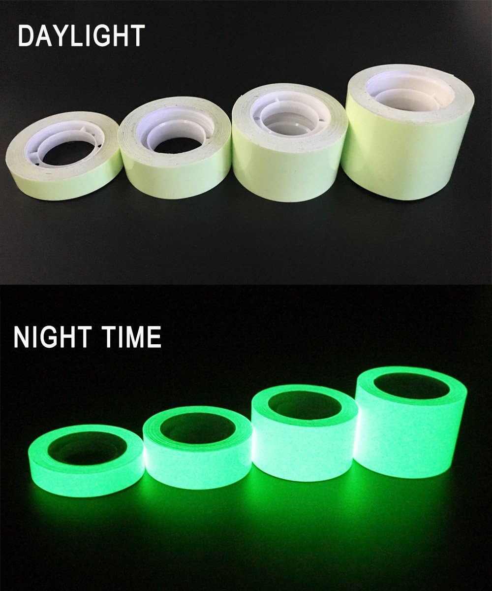 DUOFIRE Luminous Tape Sticker,9.84' Length x 0.47" Width (1.2cm3m) High Luminance Glow Removable Waterproof Photoluminescent Glow in The Dark Safety Tape (Size-No.5): Arts, Crafts & Sewing