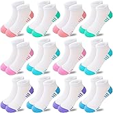 Bemeol Girls Socks 12 Pairs Kids Ankle Athletic Cotton Sports Low Cut Socks for Girl