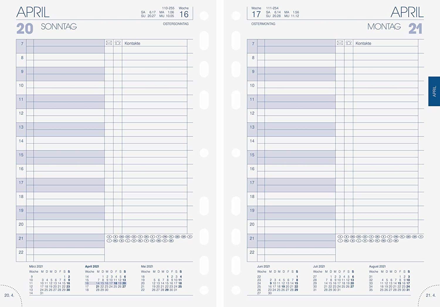BRUNNEN 1079001001 Daily Calendar, Schedule Systems, 2021, 1 Page = 1 Day, Sheet Size 14.8 x 20.8 cm, A5