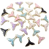 Honbay 30PCS Enamel Alloy Charms Pendant Dainty Fish Tail Pendants Cute Whale Tail Dolphin Tail Tiny Pendants Bead Charms for Keychains Earrings Bracelets Necklaces Jewelry Making and DIY Crafts