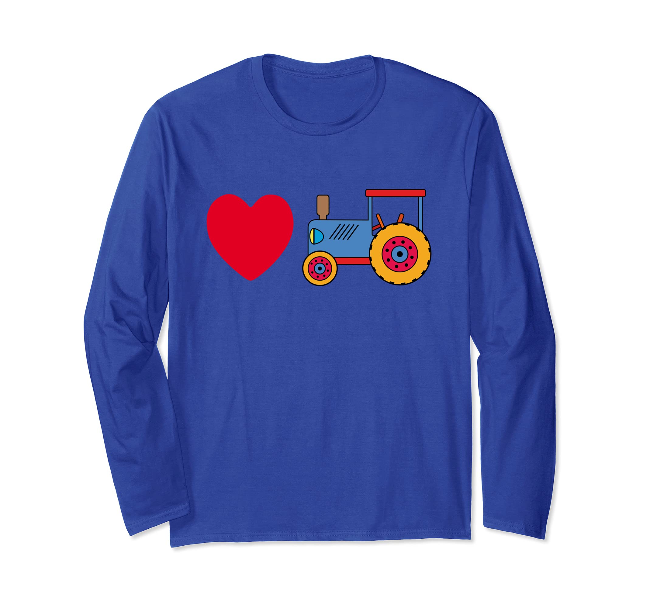 Blue tractor I love tractors with heart agriculture farming Long Sleeve T-Shirt