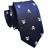 Secdtie Men's Skinny Silk Tie Repp Skull Jacquard Woven Casual Halloween Necktie