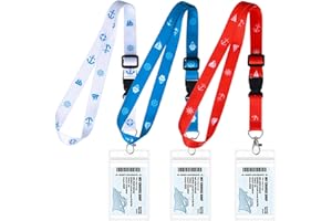 PRUDIUT 3 Pack Cruise Lanyards for Ship Cards, Adjustable Cruise Lanyard with Waterproof ID Holder & Detachable Buckle for Cruises Essentials Ships Key Cards