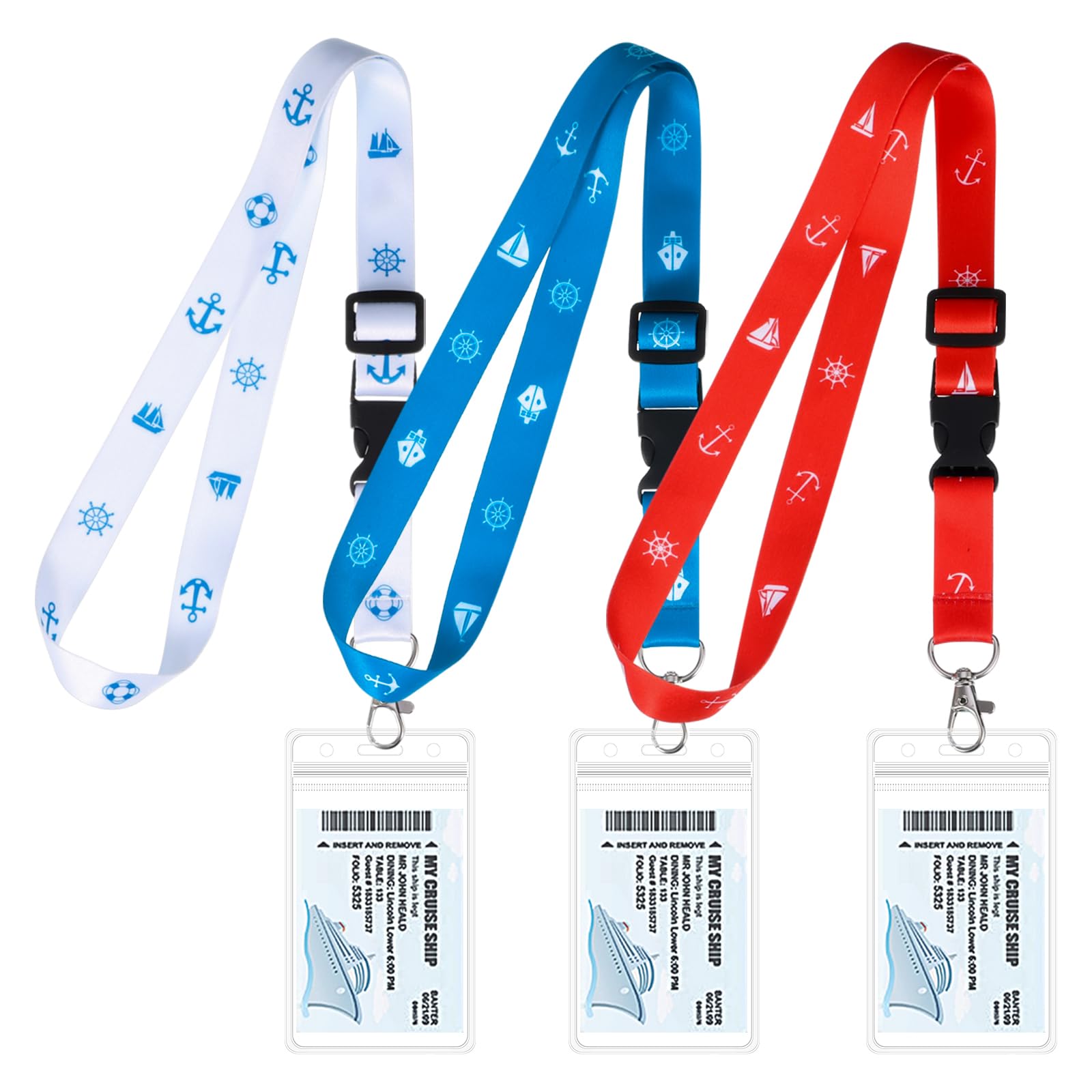 Photo 1 of 3 Pack Cruise Lanyards for Ship Cards, Adjustable Cruise Lanyard with Waterproof ID Holder & Detachable Buckle for Cruises Essentials Ships Key Cards