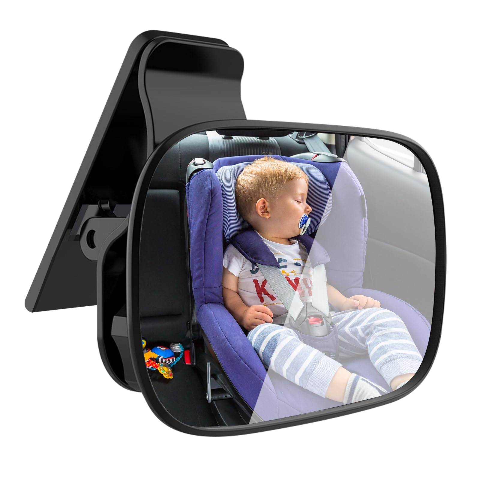 Ygmylandbb Baby Car Mirror, Universal Car Interior Rearview Baby Mirror for Car with Wide Angle Convex Mirror, 360 Degree Adjustable Easily Observe the Baby’s Move, Clip-on Sun Visor