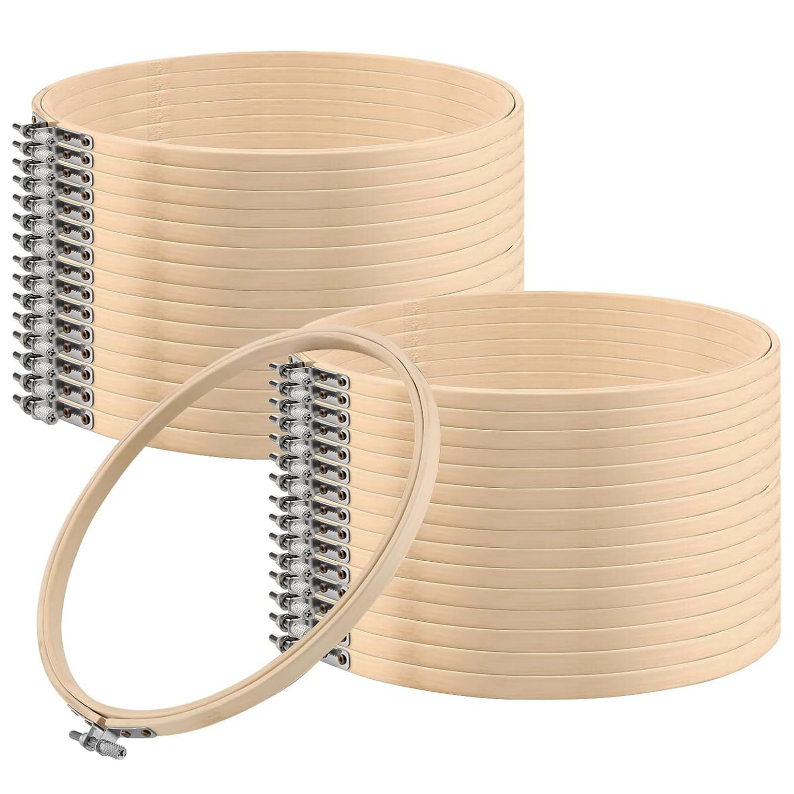 MAHIONG 30 PCS 6 Inch Embroidery Hoops, Bamboo Round Cross Stitch Hoop Ring, Small Embroidery Hoops for Handmade Art Craft