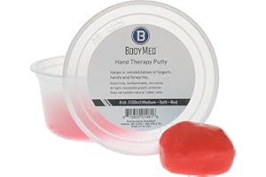 Body Sport Standard Hand Therapy Putty, Red, 6 Oz., Medium-Soft, Strengthening Therapy Putty for Physical Rehabilitation