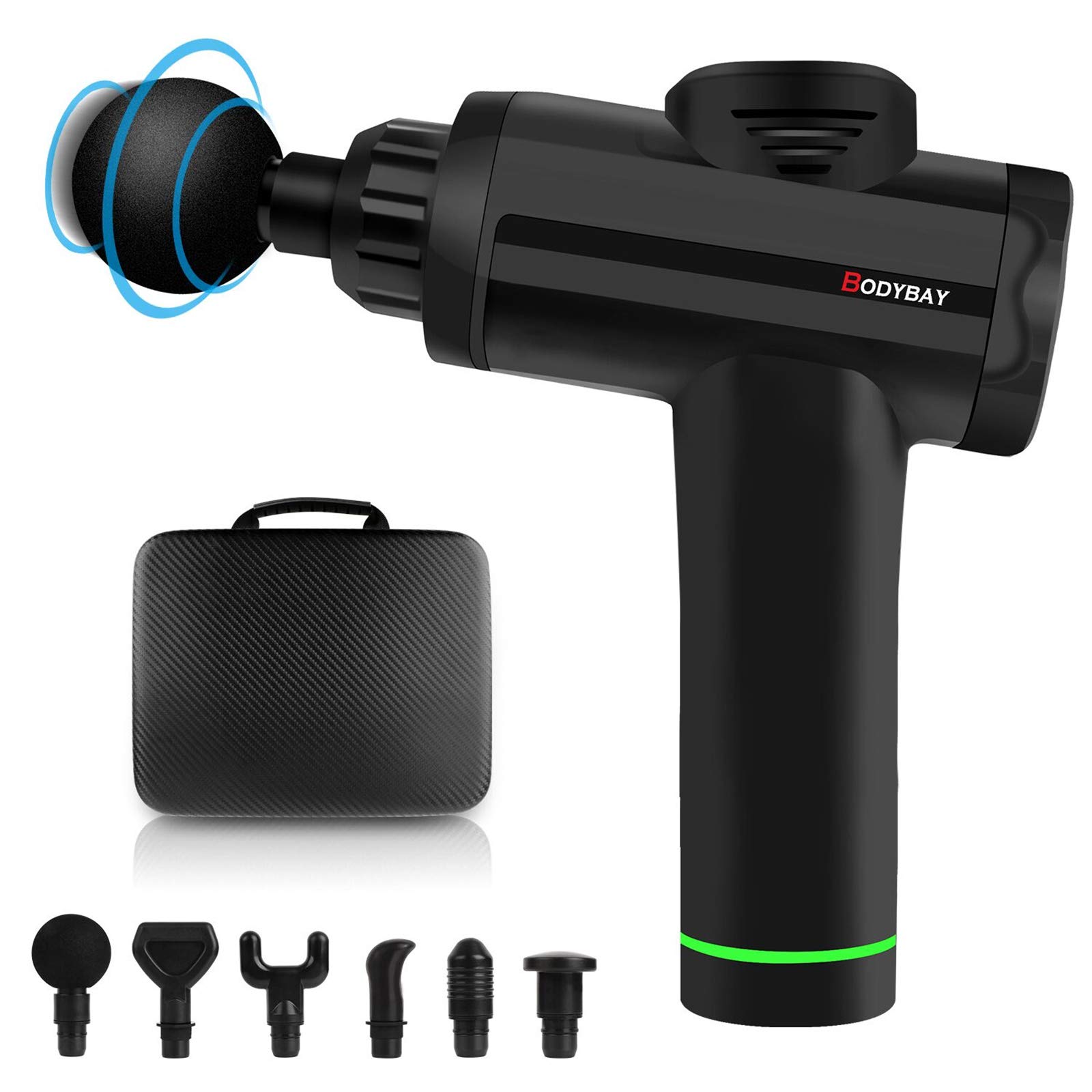 Bodybay Personal Massage Gun Deep Tissue Percussion Muscle Massager, Vibration Handheld 30 Adjustable Speeds Muscle Quiet Massager for Athletes Pain Relief and Recovery