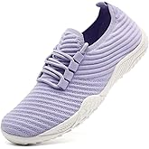 GLYGML Womens Barefoot Shoes Minimalist Walking Trainers Zero Drop Sole Slip On Yoga Casual Sneakers Lightweight Breathable Indoor House Shoes Light_Purple_W Size US 9