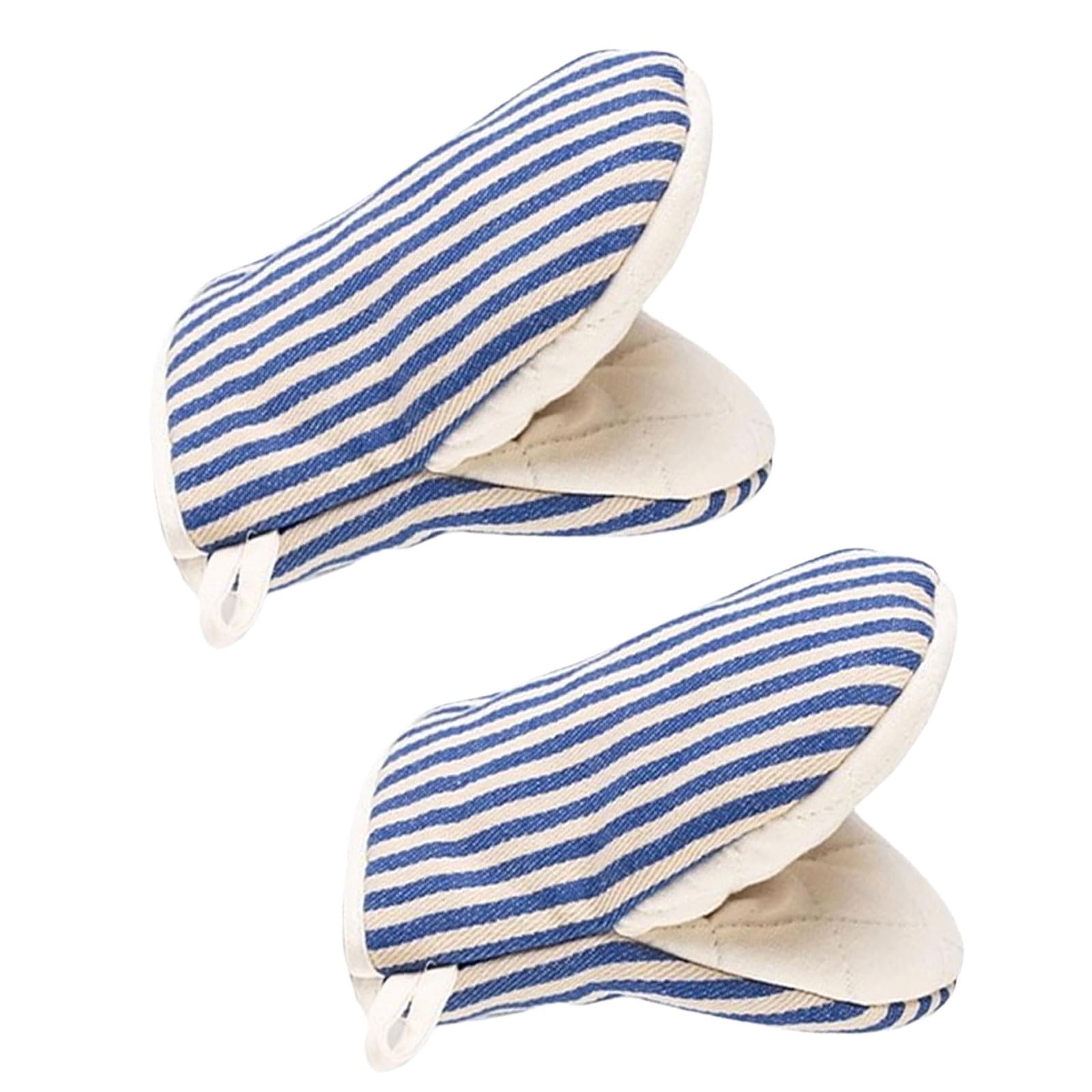 Photo 1 of 1 Pair Mini Oven Mitts,High Heat Resistant Oven Gloves,Kitchen Short Oven Mit with Hanging Loop for BBQ, Baking, Cooking and Grilling, (Blue)