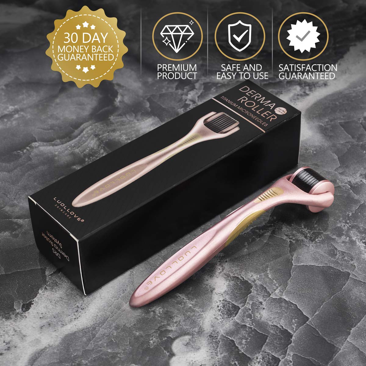 Derma Roller for Face, Sclap, Microneedle Roller for Hair Growth Women Facial Needle Roller 540 0.25mm Rose Gold Includes Storage Case: Beauty