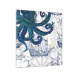 Pznen Light Switch Cover, Nautical Vintage Octopus