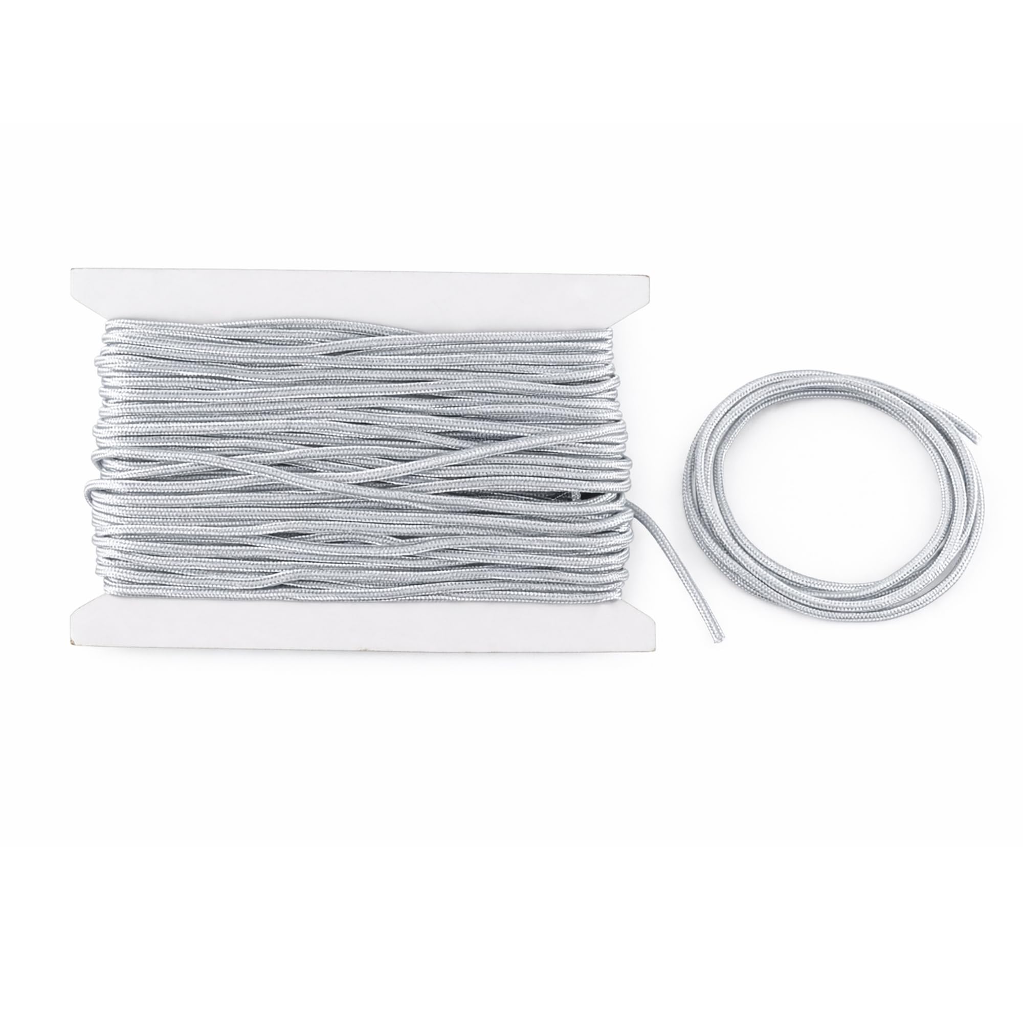 WedDecor Nylon String Trim Cord 1.2mm Paracord Satin Braided Twisted Synthetic Rattail Cords for Chinese knot Beading Jewellery making Macrame, Silver, 10 meters