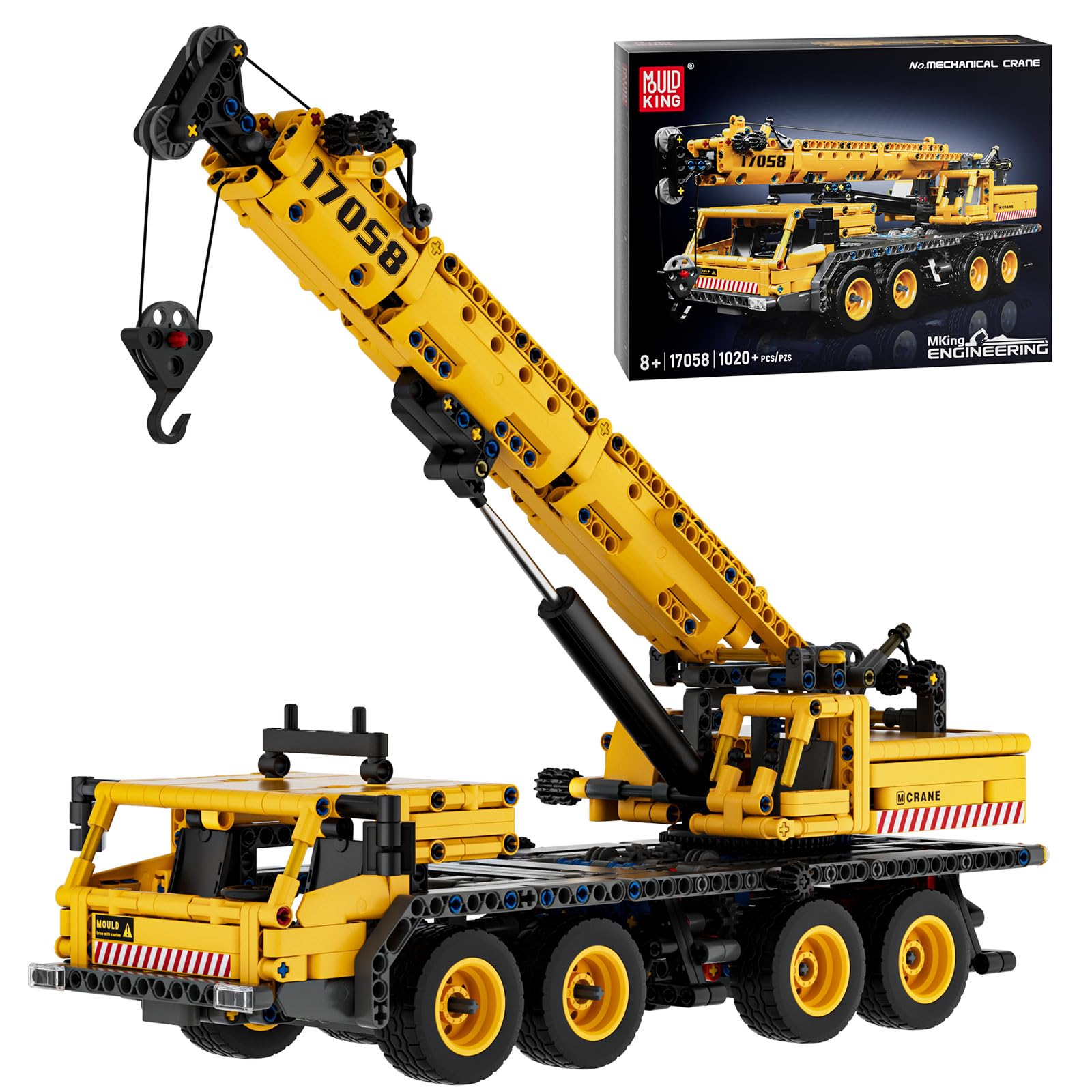 Mould King Technik 17058 Mechanischer Kran Bausteine Spielzeug Statische Version 997 Teile Klemmbausteine LKW Kranwagen Spielzeug Geschenk Für Kinder Ab 8 Jahre (Ohne Motor)