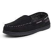 Dearfoams mens Keaton Memory Foam Indoor Outdoor Moccasin With Wide Widths Slipper