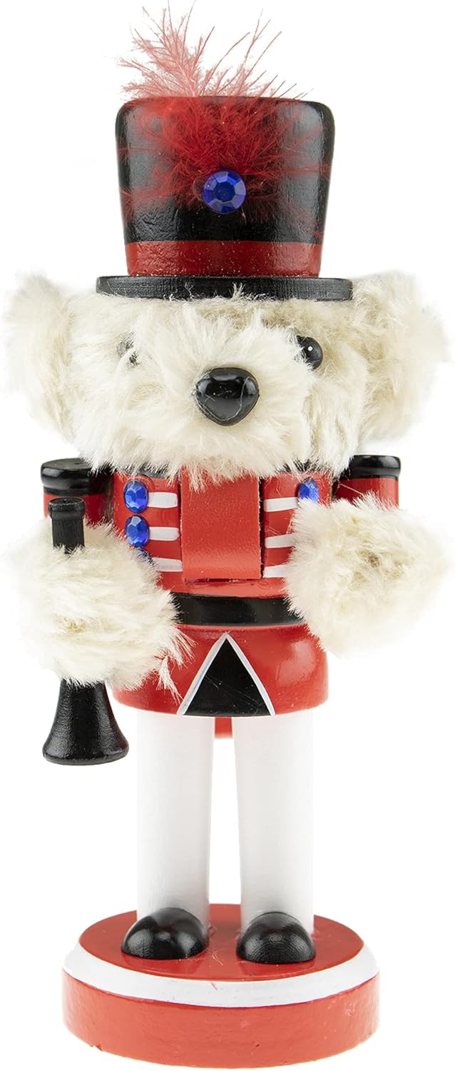 Nutcrackers - Clever Creations Teddy Bear 7 Inch Traditional Wooden Nutcracker, Festive Christmas Décor for Shelves and Tables