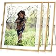 3 Set Gold Floating Picture Frame 12 x 10 Inch for Picture Sizes 8x10, 7x9, 6x8, 5x7, Vertical Tabletop Display Metal Floating Frame Classy Gift for Wedding Birthday Christmas Home Office Decor