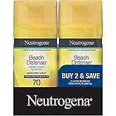 Neutrogena Beach Defense Sunscreen Lotion SPF 70, 6.7 fl oz, 2 Pack | Face &amp; Body, Broad Spectrum UVA/UVB Protection, Lightweight Sunscreen, Water-Resistant (80 Min), Hawaii Act 104 Compliant