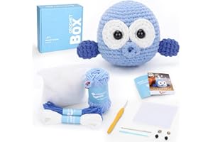 CROCHET BOX Beginners Crochet Kit: Puffer Fish Crochet Kit, All You Need in, Learn to Crochet, Include Step-by-Step Video Tutorials, Tools, Birthday, Holiday, Class Gift, Relaxing Craft