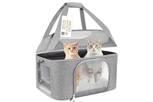 Simpelg Cat Dog Carrier for Small Medium Cats Puppies up to 20 Lbs,TSA Airline Approved Pet Carrier Soft Sided Breathable Carrier Bag Collapsible Travel Puppy Carrier - Grey