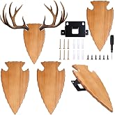 3 Pcs European Deer Skull Mount Kit Antler Skull Mount Kit Euro Prey Display Stand Bracket Easy-to-Assemble Wooden Display Mounts for Hunting Wall Decorations, Warm Brown