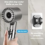 Homradise Water Saving Shower Head Handheld Filter 3 Modes Stop Function Silver view 4