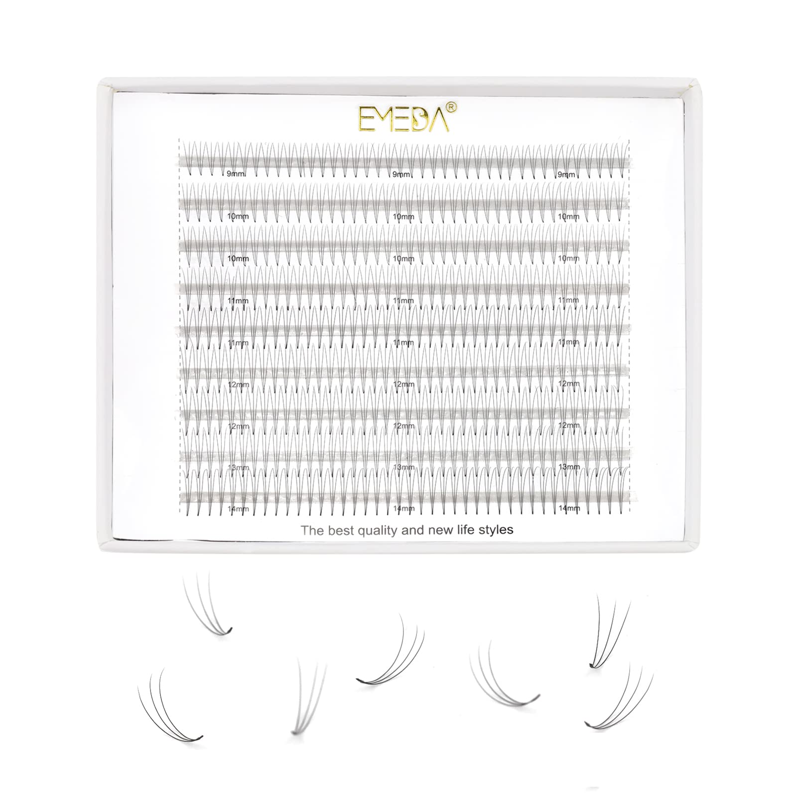 EMEDA 9 Rows Volume Lashes 3D Eyelash Extensions D Curl .07mm Volume Eyelashes 9mm 10mm 12mm 14mm Mix Length Premade Fans 0.07 Russian Cluster Volume Eyelashes (3D D 0.07 Mix) — image 1