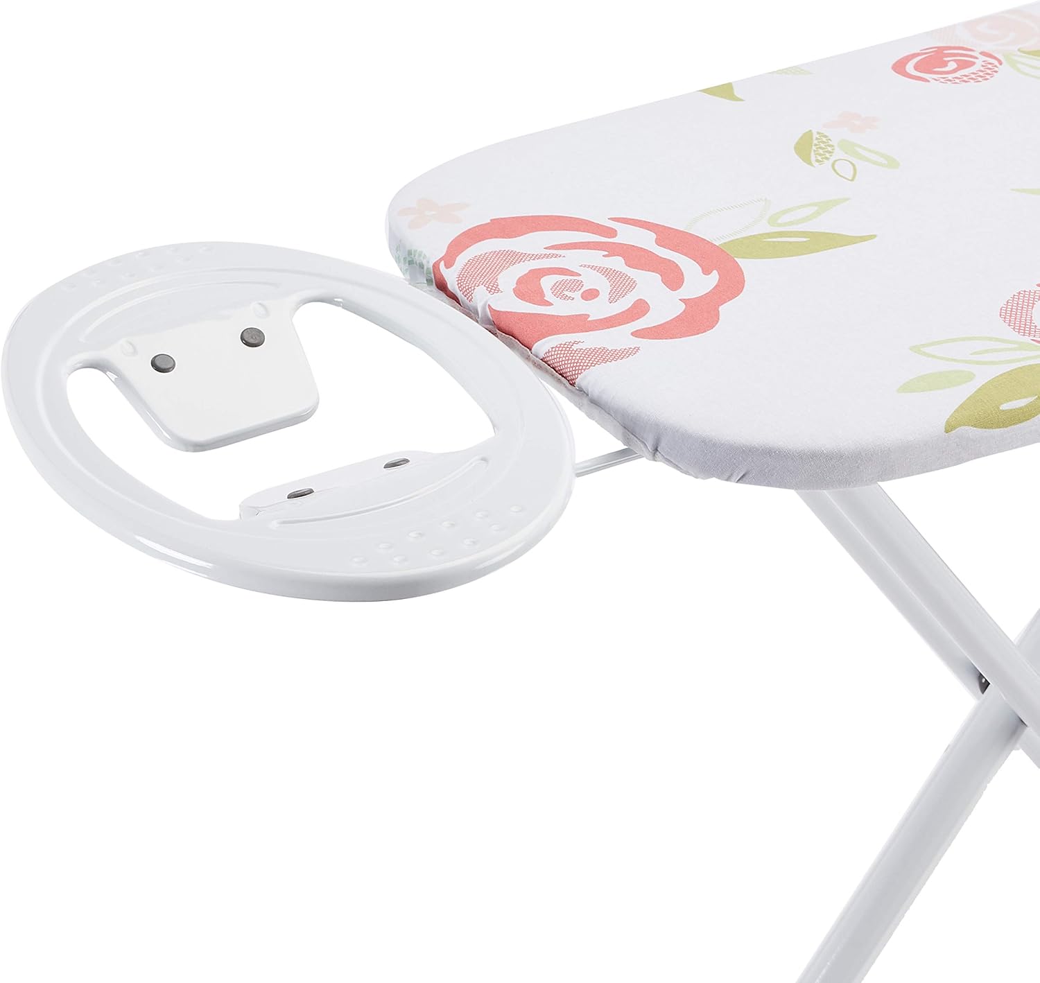 Amazon Basics Ironing Board with Oval Shaped Iron Rest, Classica, 109 cm x 35 cm, White, Floral - Image 5