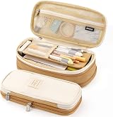 EASTHILL Big Capacity Pencil Case Linen Khaki 9x20 cm Storage Organizer view 1