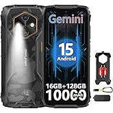 Ulefone RugKing 4 Pro Tough AI Rugged Phone, 10000 mAh 16GB + 128GB, Android 15 Octa-Core 48MP 6.56" 120Hz, 120LM Super Torch/3 Card Slots/IP68/IP69K/NFC, Package with Exclusive Armor Case- Black