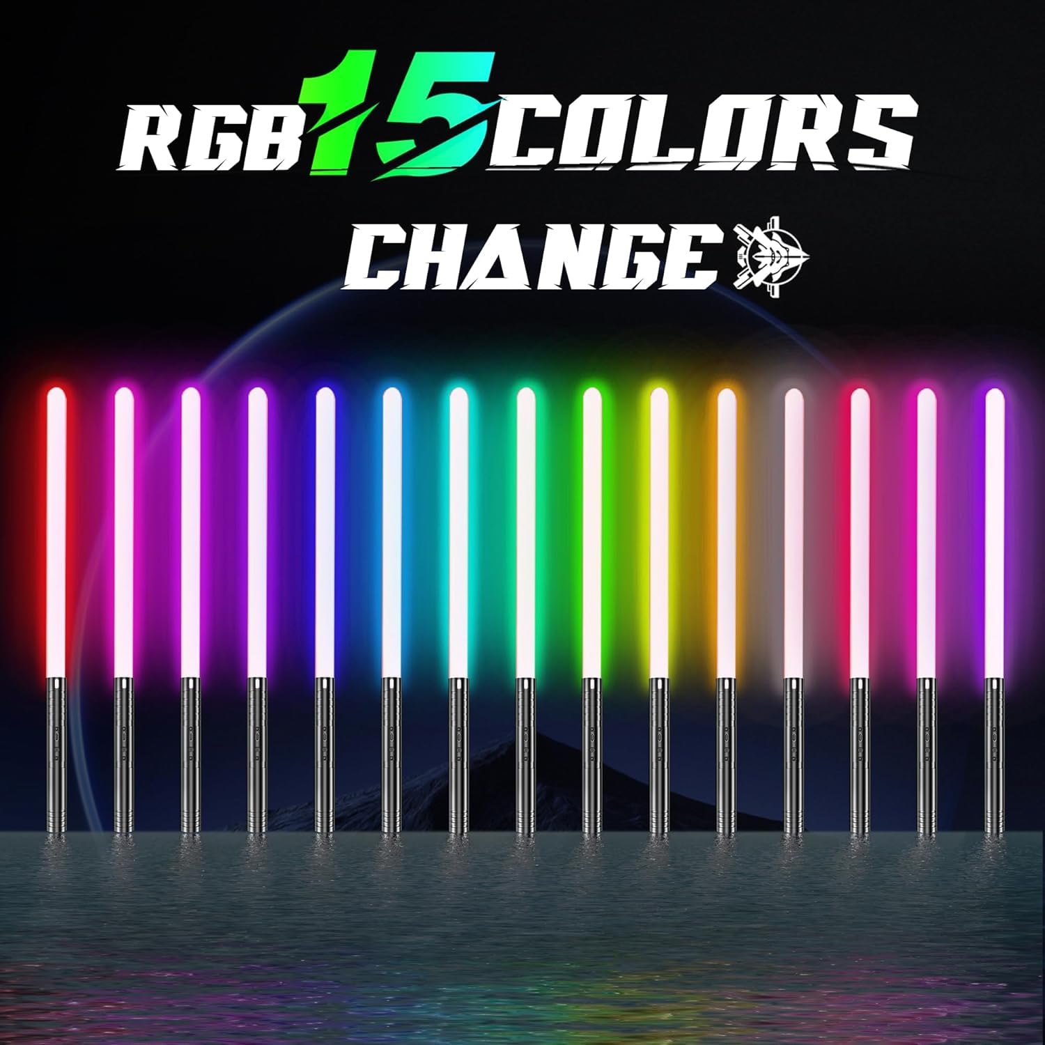 Airmsa Laserschwert Kinder, Lichtschwert RGB 15 Farben, USB wiederaufladbare Licht Schwert mit FX Sound, Lichtschwert Schwert Spielzeug für Kinder, Halloween, Galaxy Krieg Kämpfer Cosplay (60cm 2PC) 2