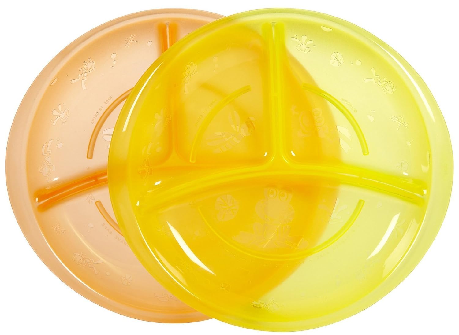 Nuby Embossed Sectioned Plate - Yellow/Orange - 2 ct