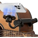 TECHO Magnetic Guitar Phone Holder Mount for Guitars, Ukuleles, Basses | Adjustable &amp; Rotatable Clamp for Sheet Music, Chords, Teaching Videos, Live Streaming &amp; Recording