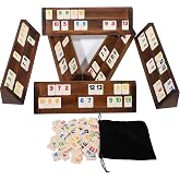 Wahartoly Rummy Cube Game - Large Luxury Rummy Game Set，with 6 Large Wooden Racks and 160 Tiles，6 Player Edition