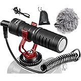 Movo VXR10 Universal Video Microphone with Shock Mount, Deadcat Windscreen, Case for iPhone, Android Smartphones, Canon EOS, 