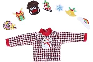 E-TING Santa Clothing Christmas Accessories for elf Doll (Sweater Set - 1 Sweater + 8 Attachable Decals)