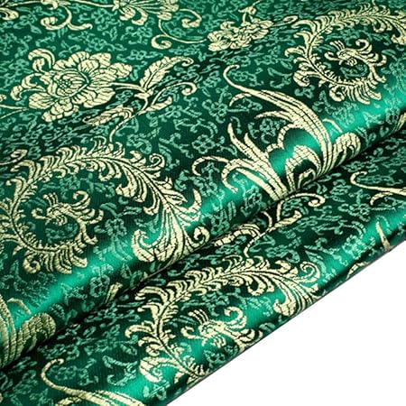 Amazon Com Tong Gu Chinese Satin Faux Silk Fabric Floral Brocade Dress Clothes Cheongsam Tang Suit Diy Retro Green
