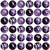 Natural Stone Beads 100pcs Round Genuine Real Stone Beading Loose Gemstones Hole Size 1mm DIY Smooth Bead for Bracelet Necklace Earrings Jewelry Making (Amethyst Purple, 6mm)