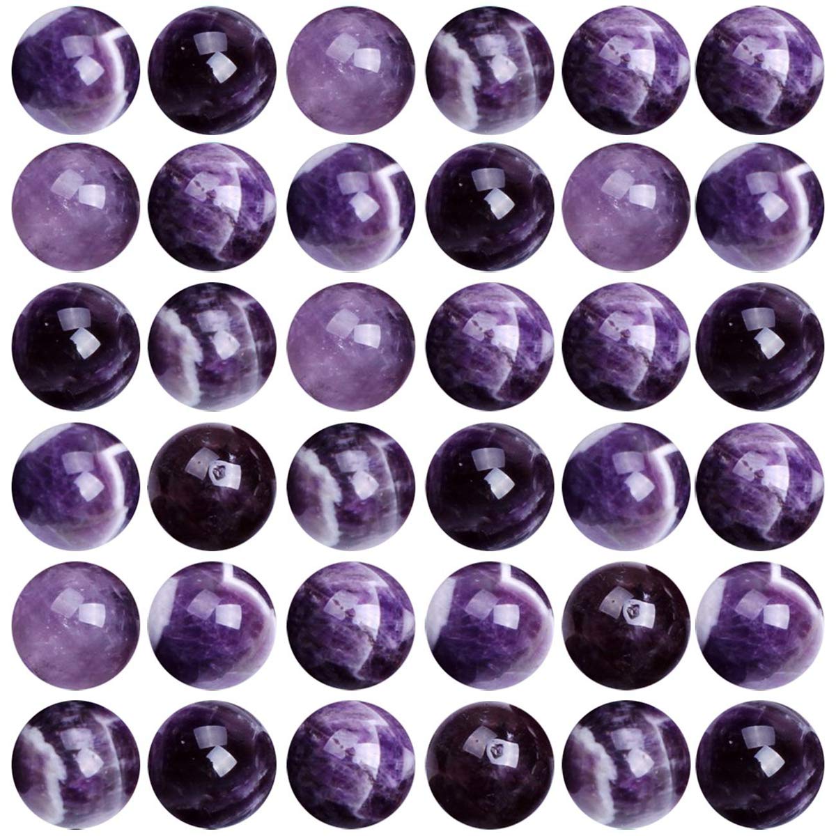 Natural Stone Beads 100pcs 6mm Amethyst Round Genuine Real Stone Beading Loose Gemstone Hole Size 1mm DIY Smooth Beads for Bracelet Necklace Earrings Jewelry Making (Amethyst, 6mm)