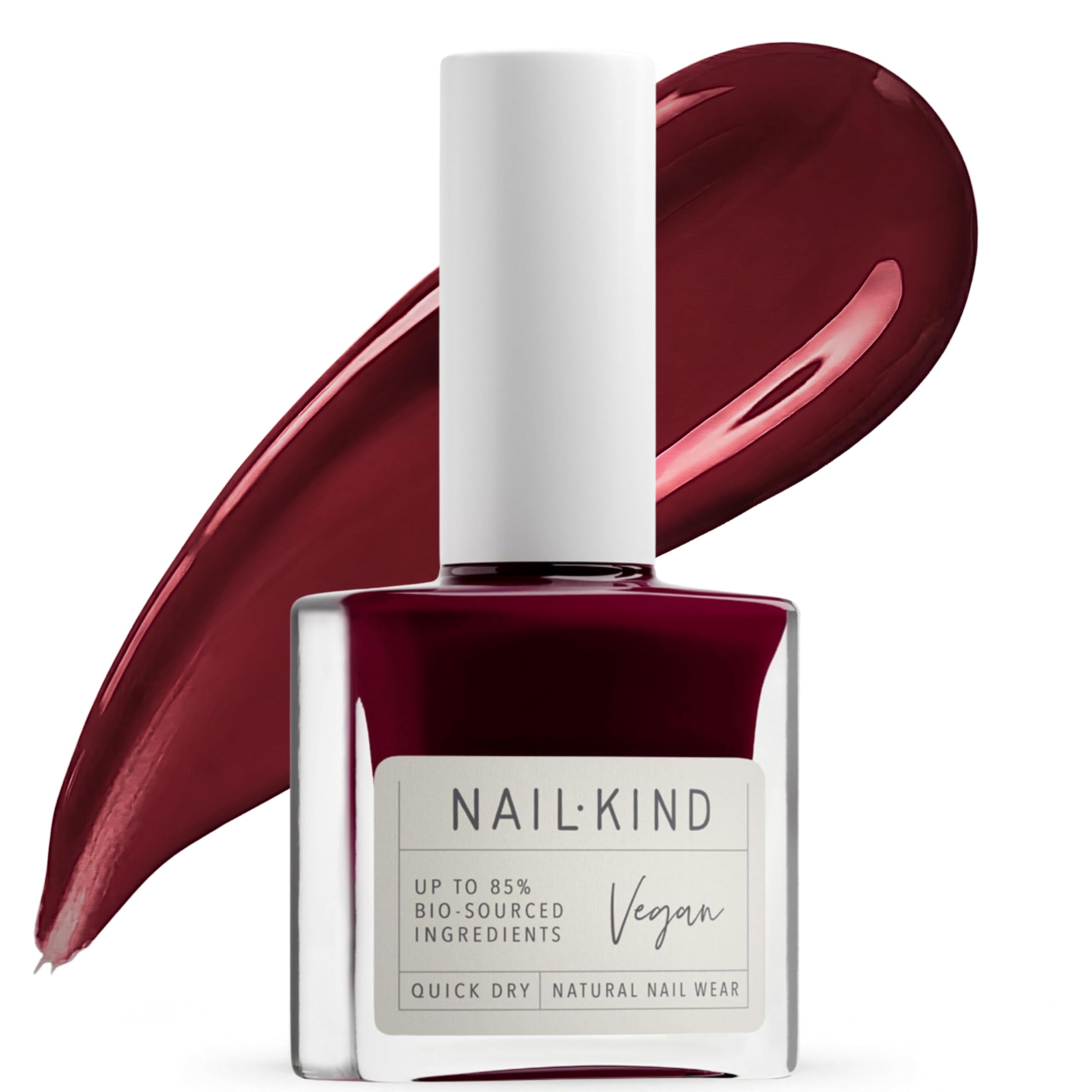 Nail Polish Burgundy Wine O’Clock 8ml Vegan Nail Varnish – Deep Red Classic Finish, Quick Drying Long Lasting Chip Resistant Manicure, Low Chemical Formula, PETA & Halal Certified, NailKind